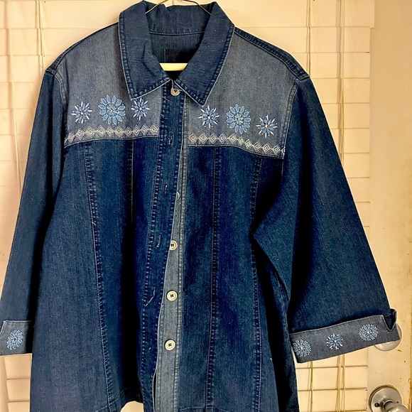 Embroidered Denim Jacket - Picture 1 of 4
